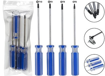 Kit De Destornilladores 4 En 1 Destornillador Torx T6 - Torx De Seguridad T8 T9 T10 - Para Consolas Ps3 Ps4 Ps5 Xbox