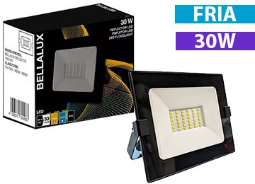 Reflector Led Bellalux 30w 865 Frio 220v 2400 Lumnes Ip65/ik06 Equivalente 300w Negro