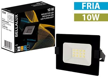 Reflector Led Bellalux 10w 865 Frio 220v 800 Lumnes Ip65/ik06 Equivalente 50w Negro