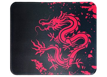 Pad Mouse Jng Medium Dragon Rojo 25x30cm 250x300x2mm Antideslizante Bordes Cocidos Negro Con Rojo En Bolsa