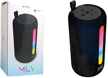 Parlante Netmak Nm-muv 17cm 5w Con Luz Rgb Fm Usb Auxiliar Bluetooth 5.3 1200mah 9x17cm