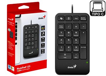 Teclado Numerico Genius Numpad 125 Usb Tipo C Cable Negro