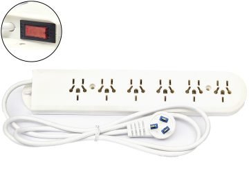 Zapatilla De Corriente 220v 6 Bocas Multinorma Cable 1.5mts Hasta 10a Corta Corriente
