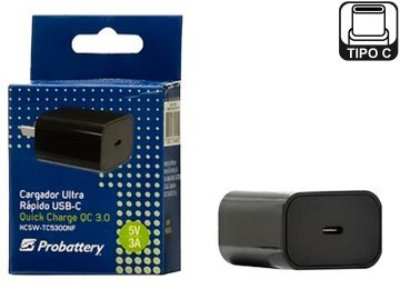 Cargador 220v 5v 9v 12v Usb Tipo C H Probattery Qc3.0 20w Carga Rapida Sin Cable En Caja Negro - 5v 3a 9v 2.22a 12v 1.67a