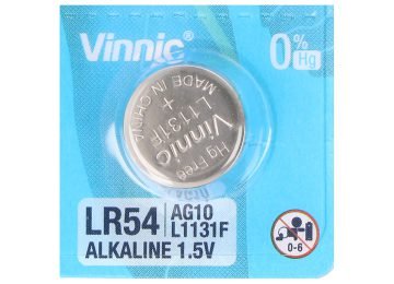Pila Lr54 Lr1130 1130 Ag10 Vinnic 1.5v Alcalina Xu. Ag10 Lr54 189 389 L1131 Sr54 Dimensiones 11.6x3.05mm